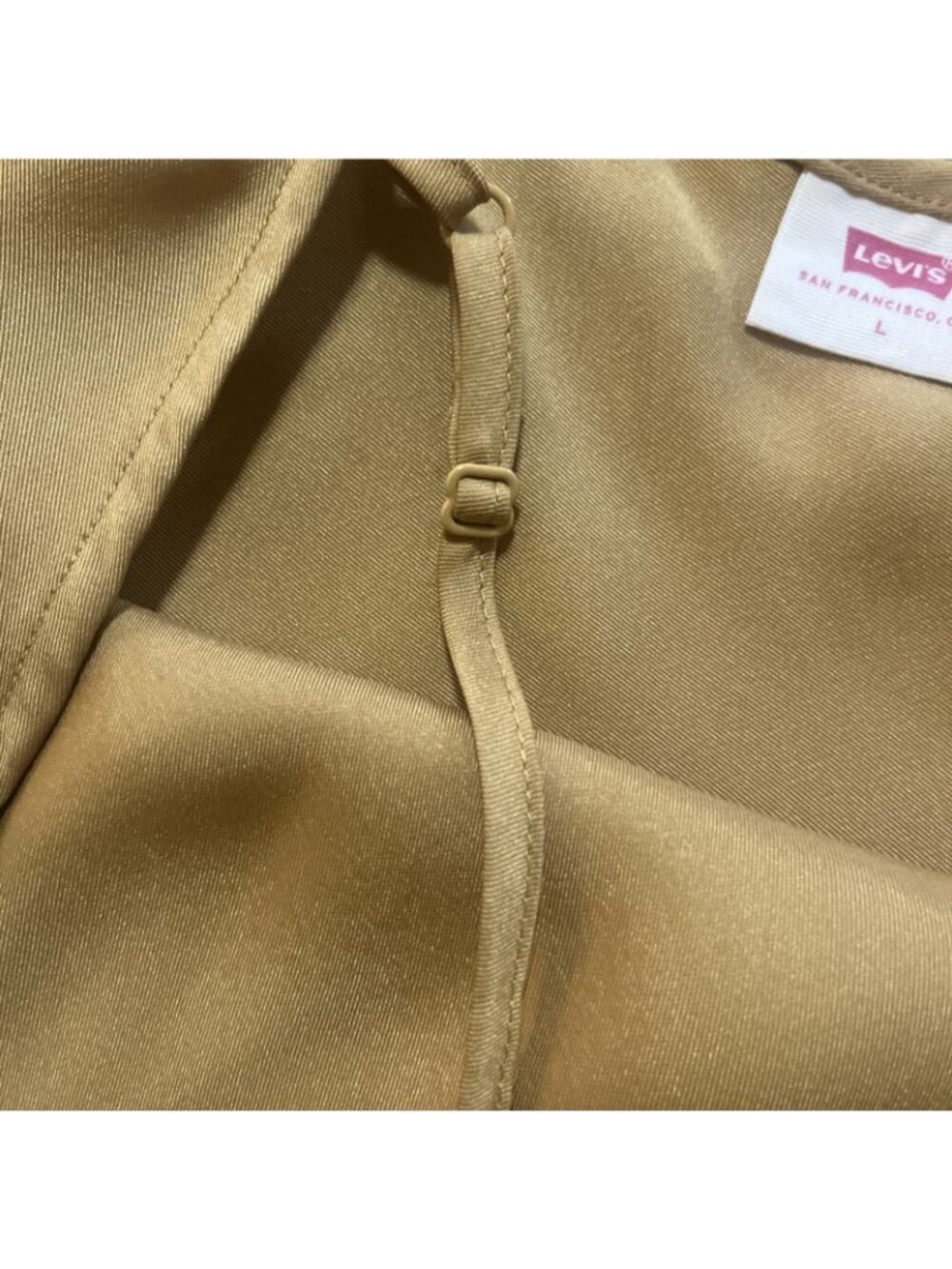 Levi's Dalia Slip Dress Gold Womens Sz L Silky Slip Dress Coquette - Picture 9 of 13